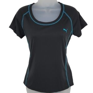 Puma Womens Dry Cell Black With Blue Detail Athletic Shirt Size M